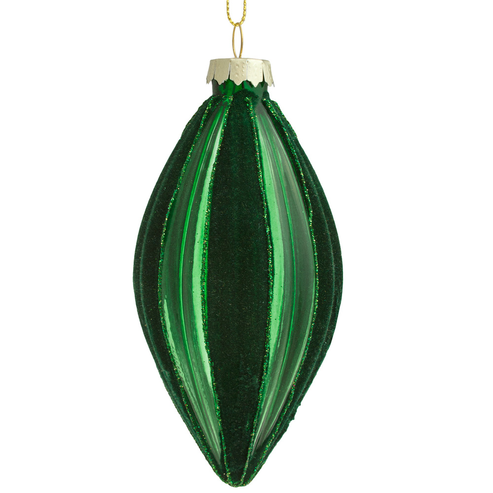 Glass christmas Olive with velvet, Green